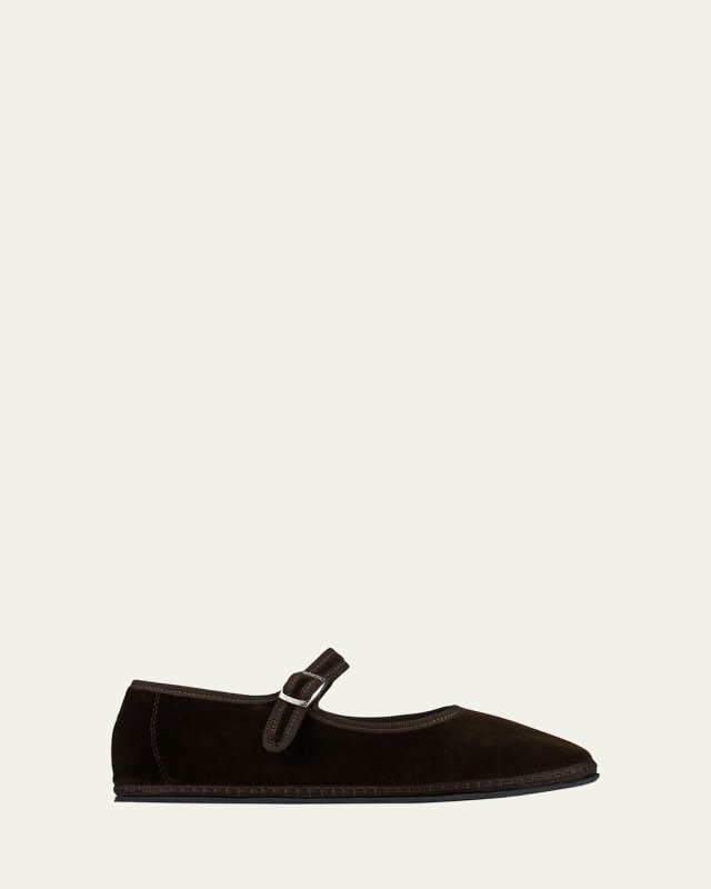 Furlana Velvet Mar Jane Ballerina Flats